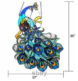 Glory Tiffany Peacock 17x25 Stained Glass Window Panel, Multi-Color