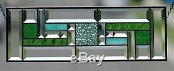 Go Green Beveled, Stained Glass Window Panel, Hanging, Transom, Sidelight
