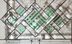 Go Green´`-Stained Beveled Glass Window Panel, 22.5x16.5 Ready to Hang