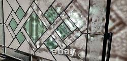 Go Green´`-Stained Beveled Glass Window Panel, 22.5x16.5 Ready to Hang