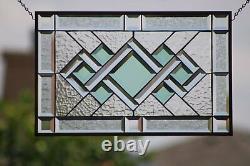 Go Green´`-Stained Beveled Glass Window Panel, 22.5x16.5 Ready to Hang