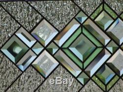 Going Green Beveled Stained Glass Window Panel 30 1/2 x 16 1/2