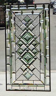 Going Green Beveled Stained Glass Window Panel 30 1/2 x 16 1/2