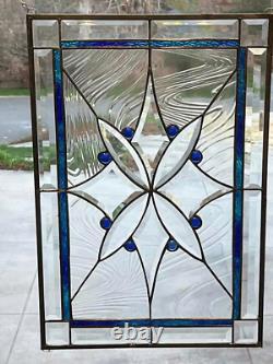 Gorgeous Mixed Blue/Aqua Stained Glass Window Panel/Transom