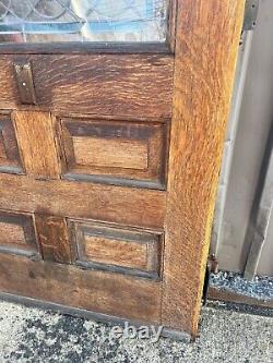 Gorgeous c1880 quartersawn oak stain Glass panel door 76 x 37 x 1.75