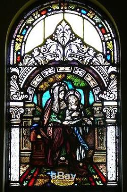 Gothic Church Stained Glass Window Panel St. Anne & Mary