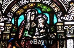 Gothic Church Stained Glass Window Panel St. Anne & Mary