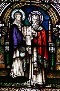 Gothic Church Stained Glass Window Panel St. Cyril & Methodius