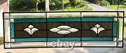 Gray/Steel Blue Stained Glass & Beveled Transom or Sidelight or Window Panel