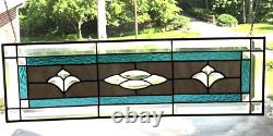 Gray/Steel Blue Stained Glass & Beveled Transom or Sidelight or Window Panel