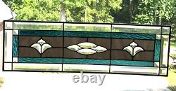 Gray/Steel Blue Stained Glass & Beveled Transom or Sidelight or Window Panel