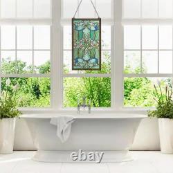 Green Stained Glass Brandi'S Window Panel, 206 pieces of glass, 15 in. X 26 in