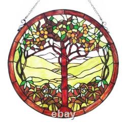 Green Tree of Life Stained Glass Window Panel