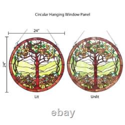 Green Tree of Life Stained Glass Window Panel