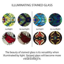 Green Tree of Life Stained Glass Window Panel
