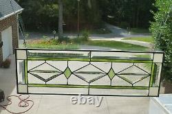 Green, White Stained Glass & Beveled Glass Window Panel