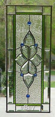 Green n Blue Stained Glass and Beveled Panel
