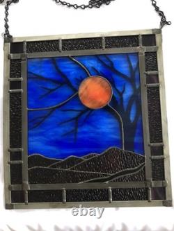 Greg Magruder Signed Stained Glass Landscape Panel Window Arts & Crafts Style