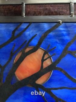 Greg Magruder Signed Stained Glass Landscape Panel Window Arts & Crafts Style