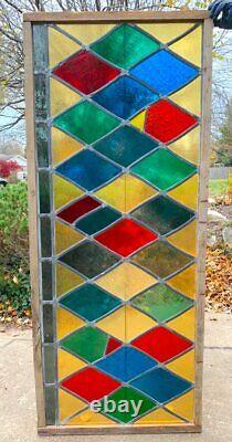 HUGE Antique Stained Glass Window Panel Architectural Salvage Church 30 x 72