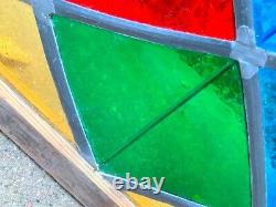 HUGE Antique Stained Glass Window Panel Architectural Salvage Church 30 x 72