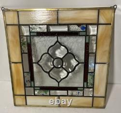 Hand Craft Leaded Stain Glass 15x15 Panel Sun Catcher-Beveled/Iridescent-Signed