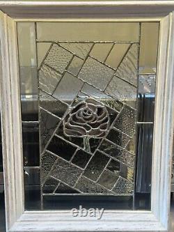 Hand Crafted Leaded Stained-Glass Window Panel Art Glass 19 X 14 Wood Frame