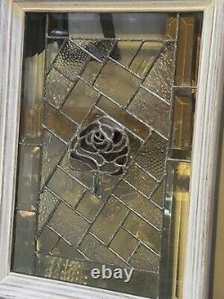 Hand Crafted Leaded Stained-Glass Window Panel Art Glass 19 X 14 Wood Frame