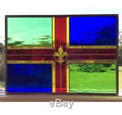 Hand Crafted Stained Glass Panel, Window, Suncatcher, Lincolnshire Flag Panel