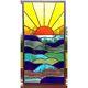 Hand Crafted Stained Glass Window Door Panels Sun Set Sea, Made to Order