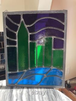 Hand crafted stained glass Art panel With City Scape city' 15x 12
