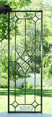 Handcrafted All Clear stained glass Beveled window panel 11 x 33