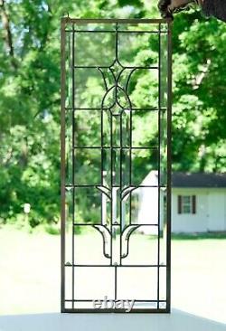 Handcrafted All Clear stained glass Beveled window panel 12 x 32