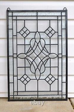 Handcrafted All Clear stained glass Beveled window panel 16 x 24