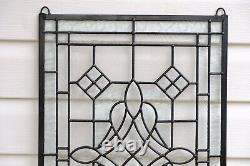 Handcrafted All Clear stained glass Beveled window panel 16 x 24