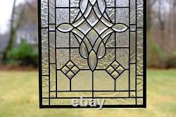 Handcrafted All Clear stained glass Beveled window panel 16 x 24