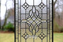 Handcrafted All Clear stained glass Beveled window panel 16 x 24