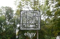 Handcrafted All Clear stained glass Beveled window panel 20 x 20