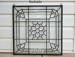 Handcrafted All Clear stained glass Beveled window panel 20 x 20