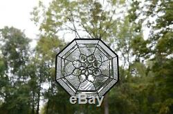 Handcrafted All Clear stained glass Octagon Beveled window panel 20 x 20