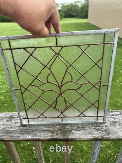 Handcrafted All Clear stained leaded glass Beveled window panel 14x14