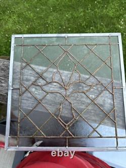 Handcrafted All Clear stained leaded glass Beveled window panel 14x14