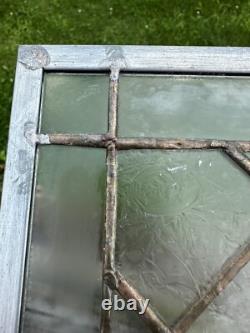 Handcrafted All Clear stained leaded glass Beveled window panel 14x14