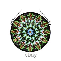 Handcrafted Arabella Tiffany-Style Victorian Stained Glass Window Panel