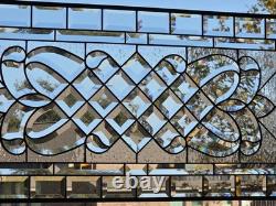 Handcrafted Clear Beveled Contemporary Stained Glass Panel 36.5 x 16.5 Modern