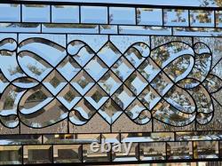 Handcrafted Clear Beveled Contemporary Stained Glass Panel 36.5 x 16.5 Modern