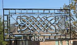 Handcrafted Clear Beveled Contemporary Stained Glass Panel 36.5 x 16.5 Modern