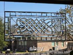 Handcrafted Clear Beveled Contemporary Stained Glass Panel 36.5 x 16.5 Modern