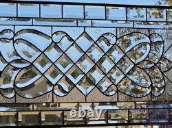 Handcrafted Clear Beveled Contemporary Stained Glass Panel 36.5 x 16.5 Modern