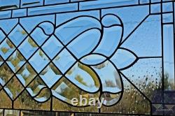 Handcrafted Clear Beveled Contemporary Stained Glass Panel 36.5 x 16.5 Modern